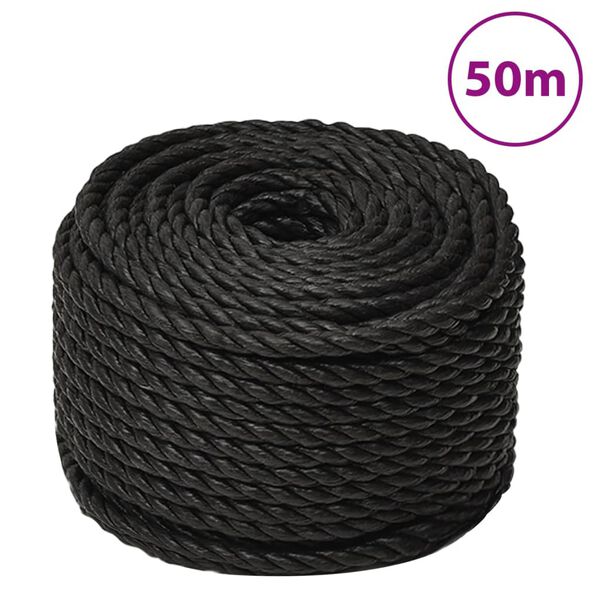 vidaXL Corde de travail Noir 20 mm 50 m polypropyl&egrave;ne