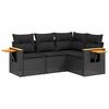 vidaXL Salon de jardin 4 pcs avec coussins noir r&eacute;sine tress&eacute;e