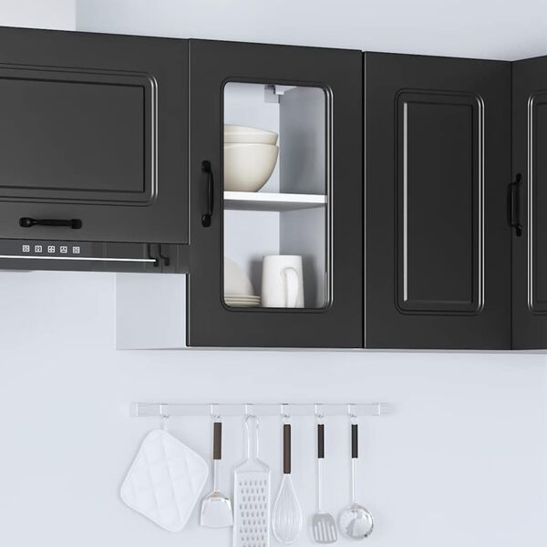 vidaXL Armoire murale de cuisine avec porte en verre Kalmar noir
