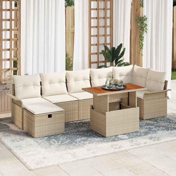 vidaXL Ensemble de canap&eacute; de jardin 8 pcs Beige polyrotin