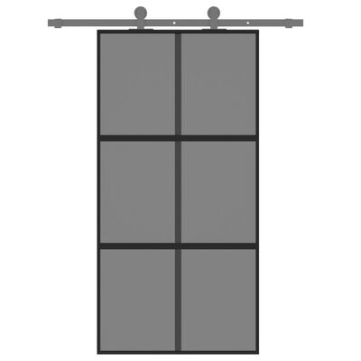 vidaXL Porte coulissante noir 102,5x205 cm verre trempé aluminium