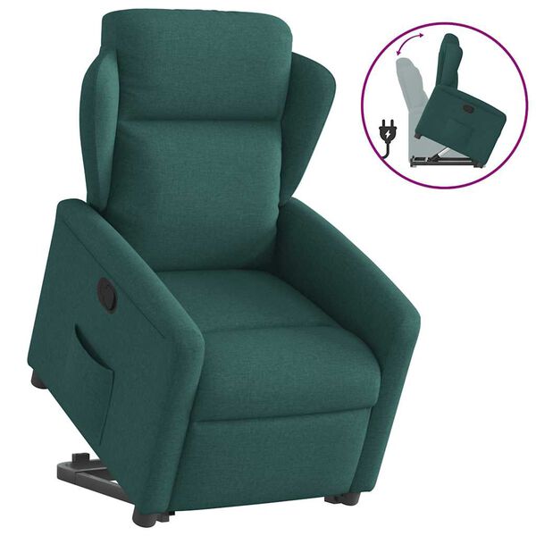vidaXL Fauteuil inclinable vert fonc&eacute; tissu