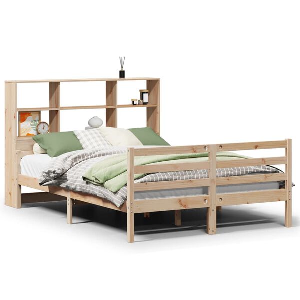 vidaXL Lit biblioth&egrave;que sans matelas 140x190 cm bois de pin massif