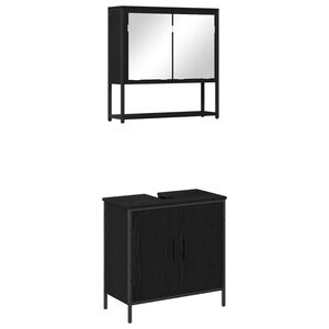 vidaXL Ensemble de mobilier de salle de bain avec &eacute;tag&egrave;re 2 pcs Noir