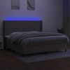 vidaXL Sommier &agrave; lattes de lit matelas LED Taupe 200x200 cm Tissu