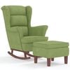 vidaXL Fauteuil &agrave; bascule &agrave; oreilles en velours vert clair bois massif