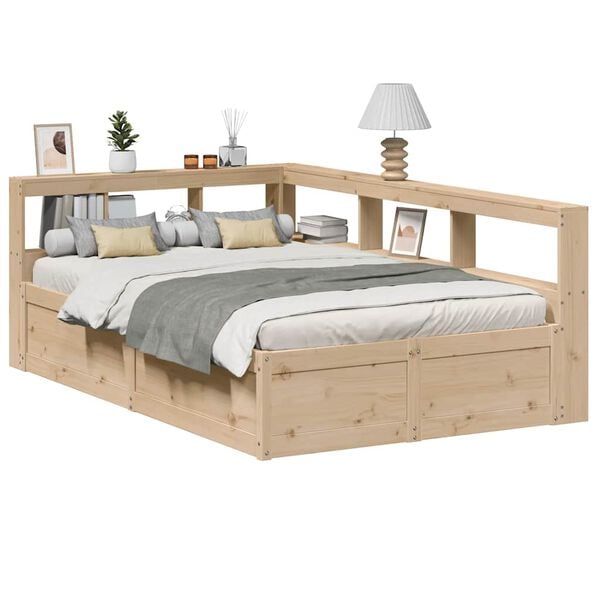 vidaXL Lit biblioth&egrave;que sans matelas 135x190 cm bois de pin massif