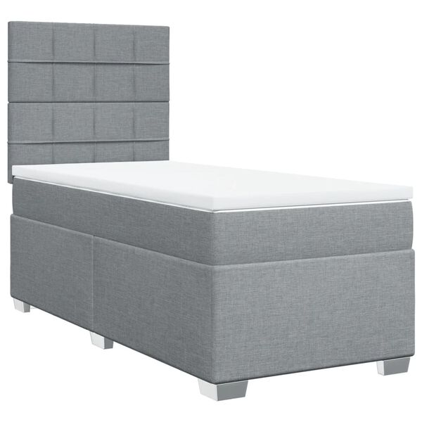 vidaXL Sommier &agrave; lattes de lit avec matelas gris clair 80x200 cm tissu