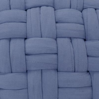 vidaXL Pouf Design tressé Bleu 50x35 cm Coton