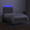 vidaXL Sommier &agrave; lattes de lit matelas LED gris clair 120x190 cm tissu