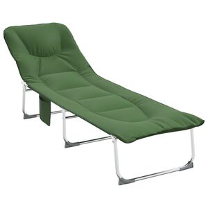 vidaXL Chaise longue pliable vert fonc&eacute; tissu
