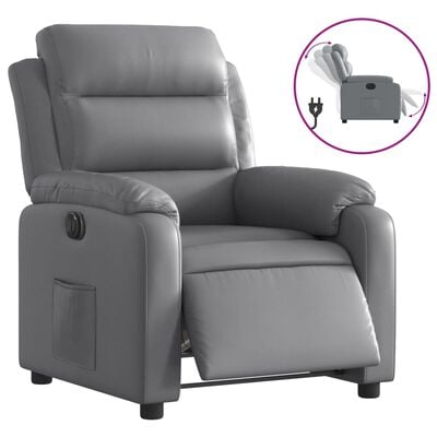 vidaXL Fauteuil inclinable électrique Gris Similicuir