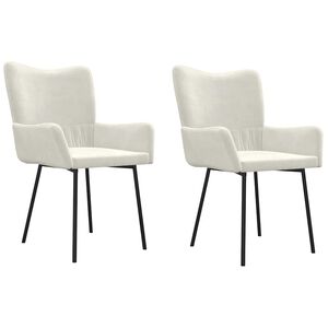 vidaXL Chaises &agrave; manger lot de 2 Cr&egrave;me Velours