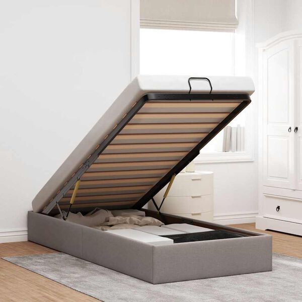 vidaXL Cadre de lit ottoman sans matelas taupe 100x200 cm tissu