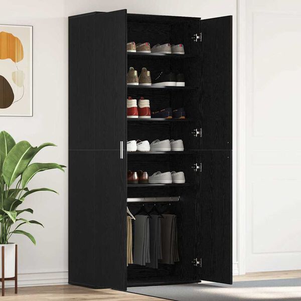 vidaXL Cabinet &agrave; chaussures avec &eacute;tag&egrave;re Ch&ecirc;ne noir 80 x 39 x 178 cm