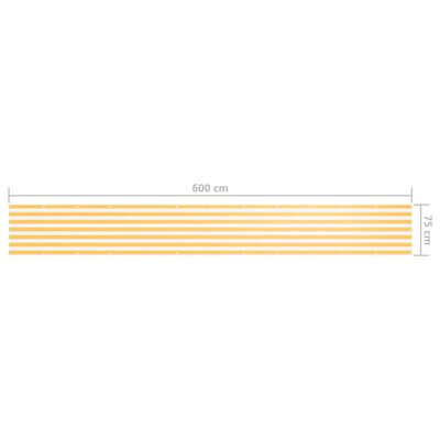 vidaXL Écran de balcon Blanc et jaune 75x600 cm Tissu Oxford