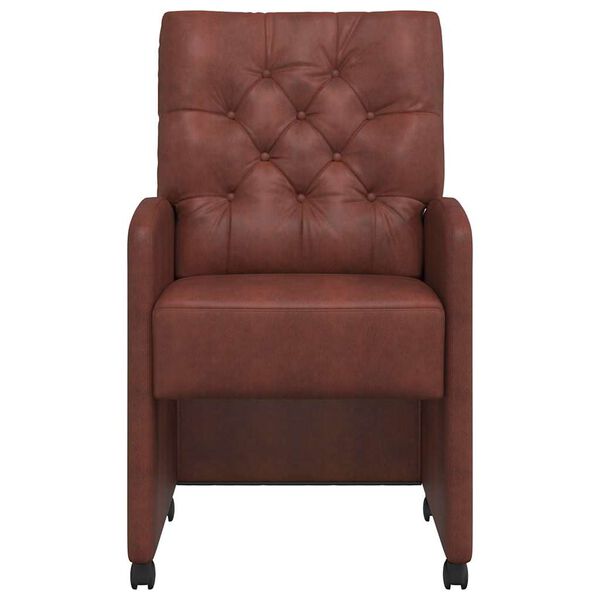 vidaXL Chaises de Salle &agrave; Manger avec Roues 2 pcs Marron brillant
