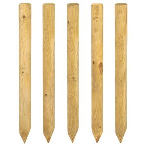 vidaXL Poteaux de cl&ocirc;ture 5 pi&egrave;ces Marron 100 cm Bois de pin massif