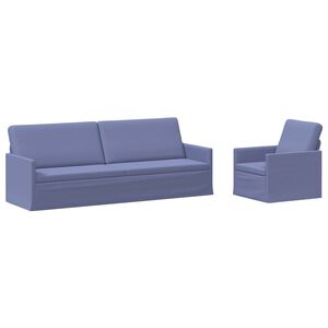 vidaXL Ensemble de Canap&eacute;s 2 pcs Bleu denim Tissu