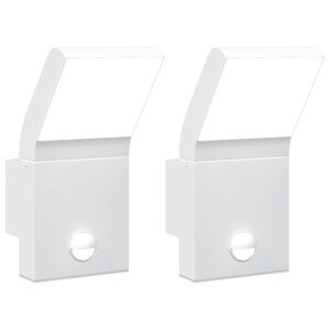 vidaXL Appliques murales LED d'ext&eacute;rieur avec capteurs 2 pcs blanc