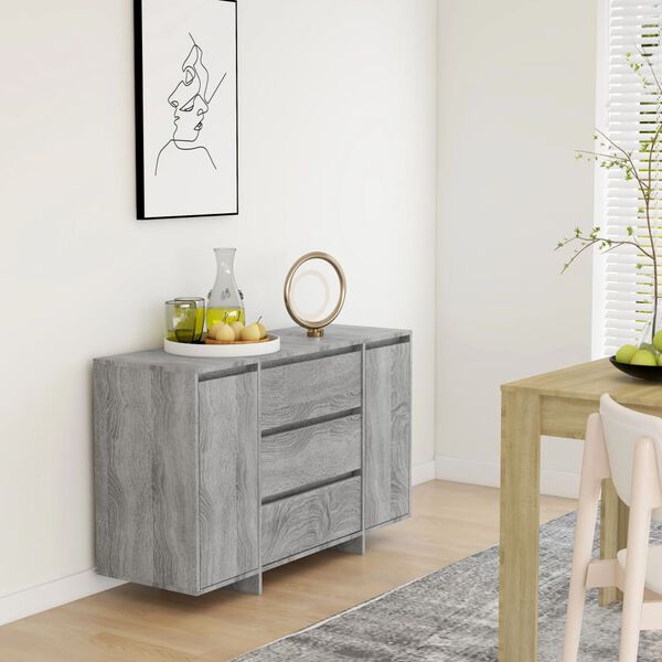 vidaXL Buffet avec 3 tiroirs sonoma gris 120x41x75cm bois d'ingénierie