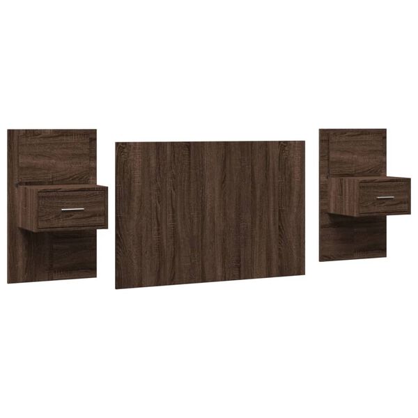vidaXL T&ecirc;te de lit avec armoires ch&ecirc;ne marron 120 cm bois d'ing&eacute;nierie