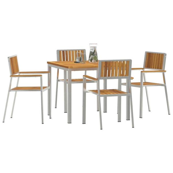 vidaXL Ensemble de repas extérieur 5 pcs Marron Bois d'Acacia Massif