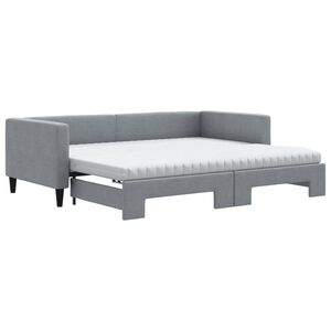 vidaXL Lit de jour avec gigogne et matelas gris clair 90x190 cm tissu