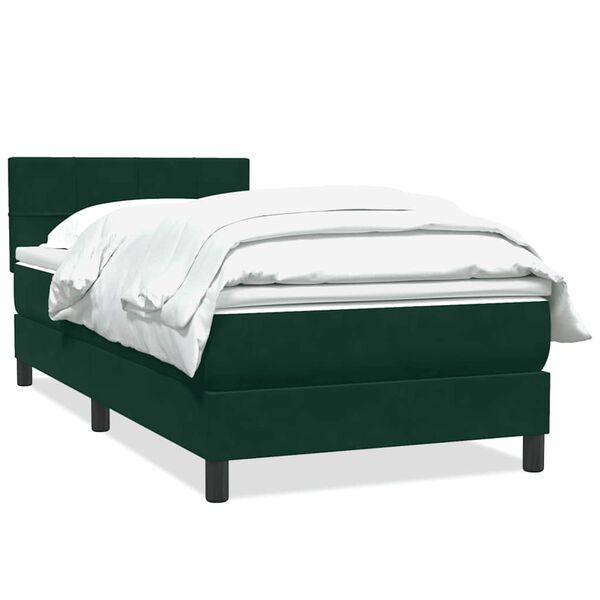 vidaXL Sommier &agrave; lattes de lit et matelas vert fonc&eacute; 90x220 cm velours