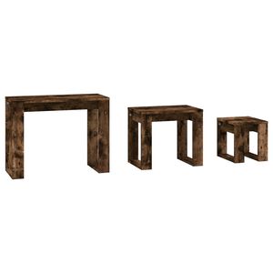 vidaXL Tables gigognes 3 pcs Ch&ecirc;ne fum&eacute; Bois d'ing&eacute;nierie