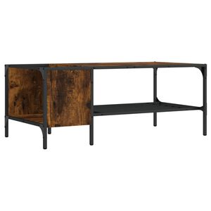 vidaXL Table basse avec support ch&ecirc;ne fum&eacute; 100x51x40cm bois ing&eacute;nierie