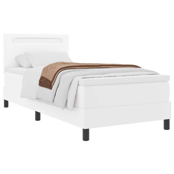 vidaXL Lit &agrave; ressorts avec matelas Blanc 90 x 200 cm Simili cuir