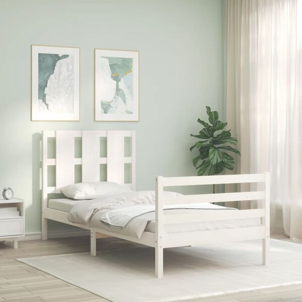 vidaXL Cadre de lit sans matelas blanc 100x200 cm bois massif