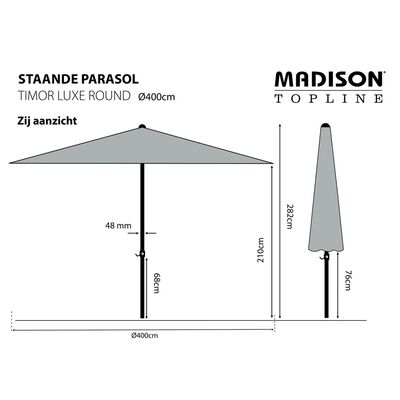 Madison Parasol Timor Luxe 400 cm Écru PAC8P016