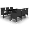 vidaXL Ensemble &agrave; Manger jardin 7 pcs R&eacute;sine tress&eacute;e verre tremp&eacute; Noir