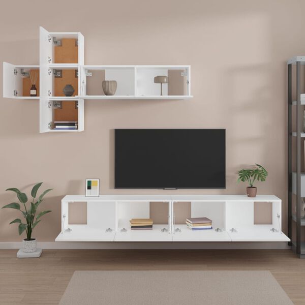 vidaXL Ensemble de meubles TV 7 pcs Blanc Bois d'ing&eacute;nierie