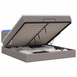 vidaXL Lit coffre avec matelas et LED Taupe 140 x 190 cm Tissu