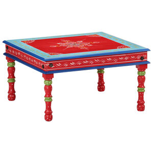 vidaXL Table basse rouge bois de manguier massif peint &agrave; la main