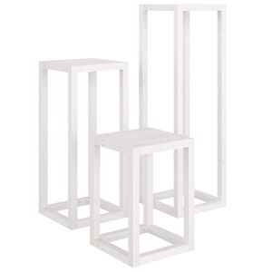 vidaXL Ensemble de supports pour plantes 3pcs Blanc Bois de pin massif