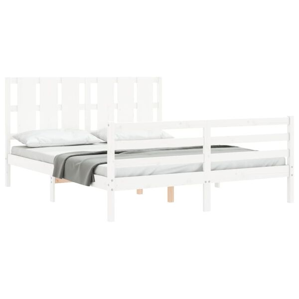 vidaXL Cadre de lit sans matelas blanc 160x200 cm bois massif