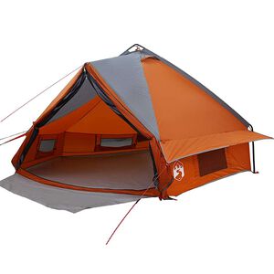 vidaXL Tente Teepee pour 8 personnes Gris et orange 490 x 410 x 210 cm