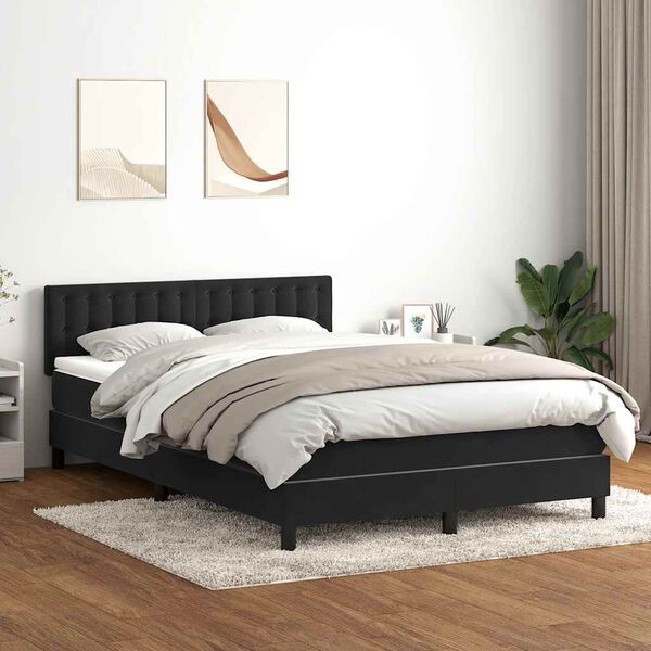 vidaXL Sommier &agrave; lattes de lit avec matelas noir 160x210 cm velours