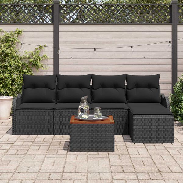 vidaXL Ensemble de canapé de jardin 6 pcs Noir