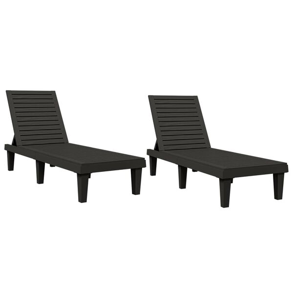 vidaXL Chaises longues lot de 2 noir 155x58x83 cm polypropyl&egrave;ne
