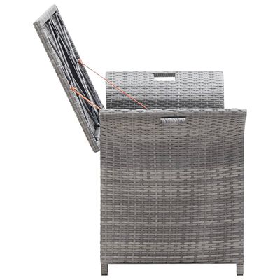 vidaXL Banc de rangement avec coussin gris 138 cm résine tressée