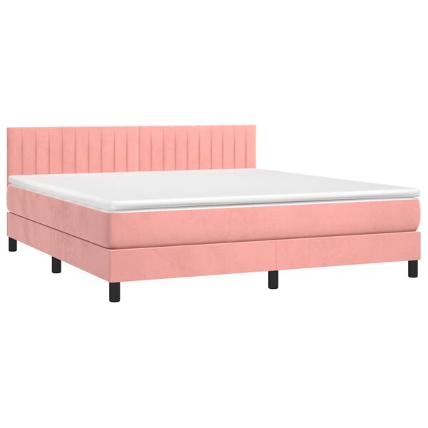 vidaXL Sommier &agrave; lattes de lit avec matelas et LED Rose 180x200 cm
