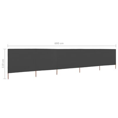 vidaXL Paravent 5 panneaux Tissu 600 x 80 cm Anthracite