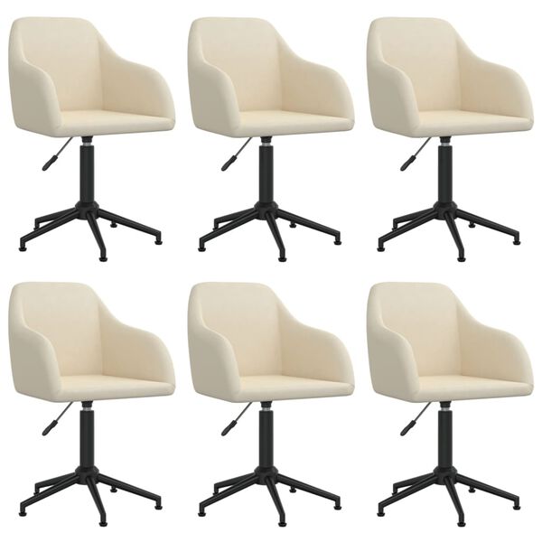 vidaXL Chaises pivotantes &agrave; manger lot de 6 cr&egrave;me velours