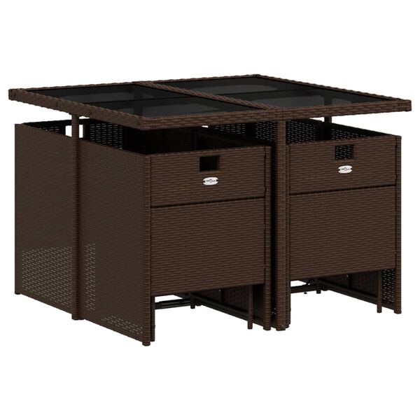 vidaXL Ensemble &agrave; manger de jardin et coussins 9 pcs marron poly rotin