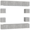 vidaXL Ensemble de meubles TV 8 pcs Gris b&eacute;ton Bois d'ing&eacute;nierie